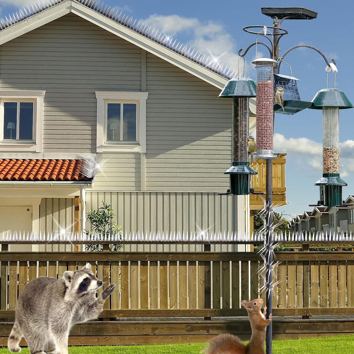 Raccoons Squirrel Baffle Spikes Deterrent, 80in Stainless Steel Pigeons Bird Spikes