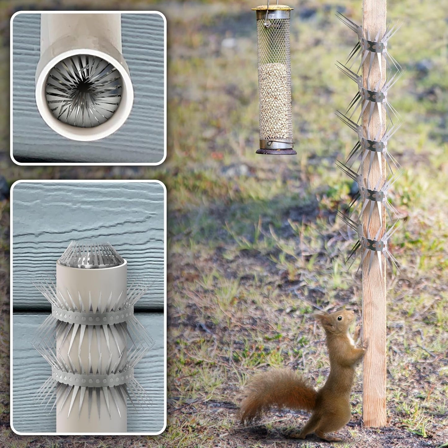 Raccoons Squirrel Baffle Spikes Deterrent, 80in Stainless Steel Pigeons Bird Spikes