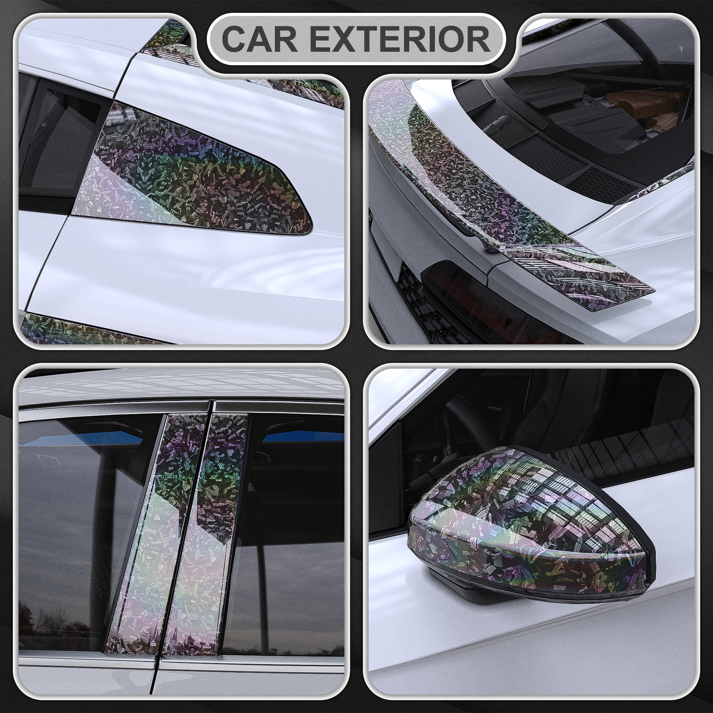 Lypumso® Glossy Laser Silver Forged Carbon Fiber Vinyl Wrap