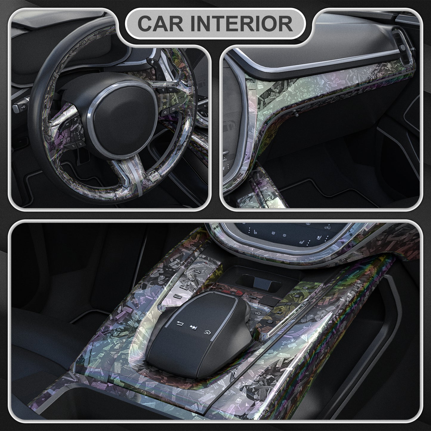 Lypumso® Glossy Laser Silver Forged Carbon Fiber Vinyl Wrap