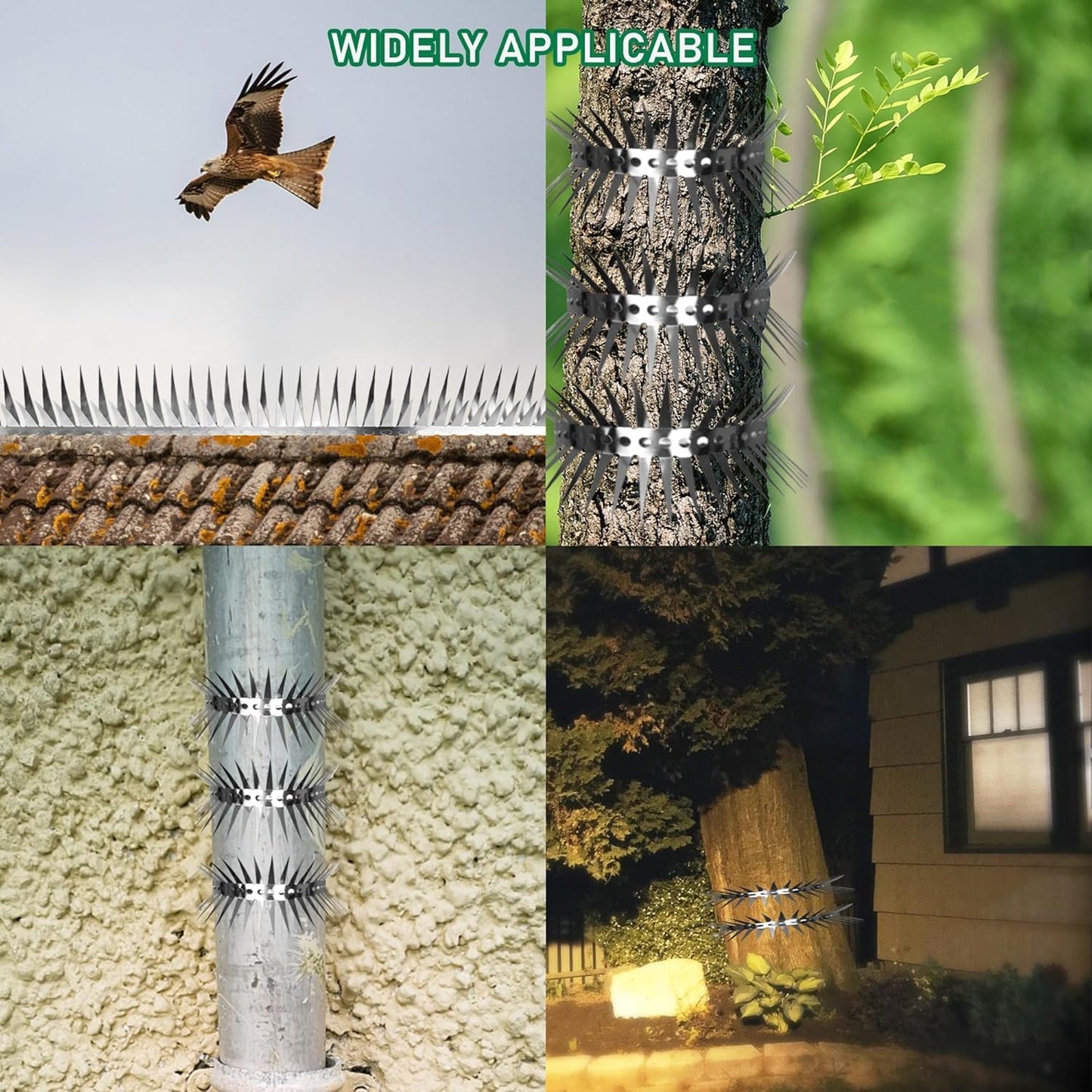 Raccoons Squirrel Baffle Spikes Deterrent, 80in Stainless Steel Pigeons Bird Spikes