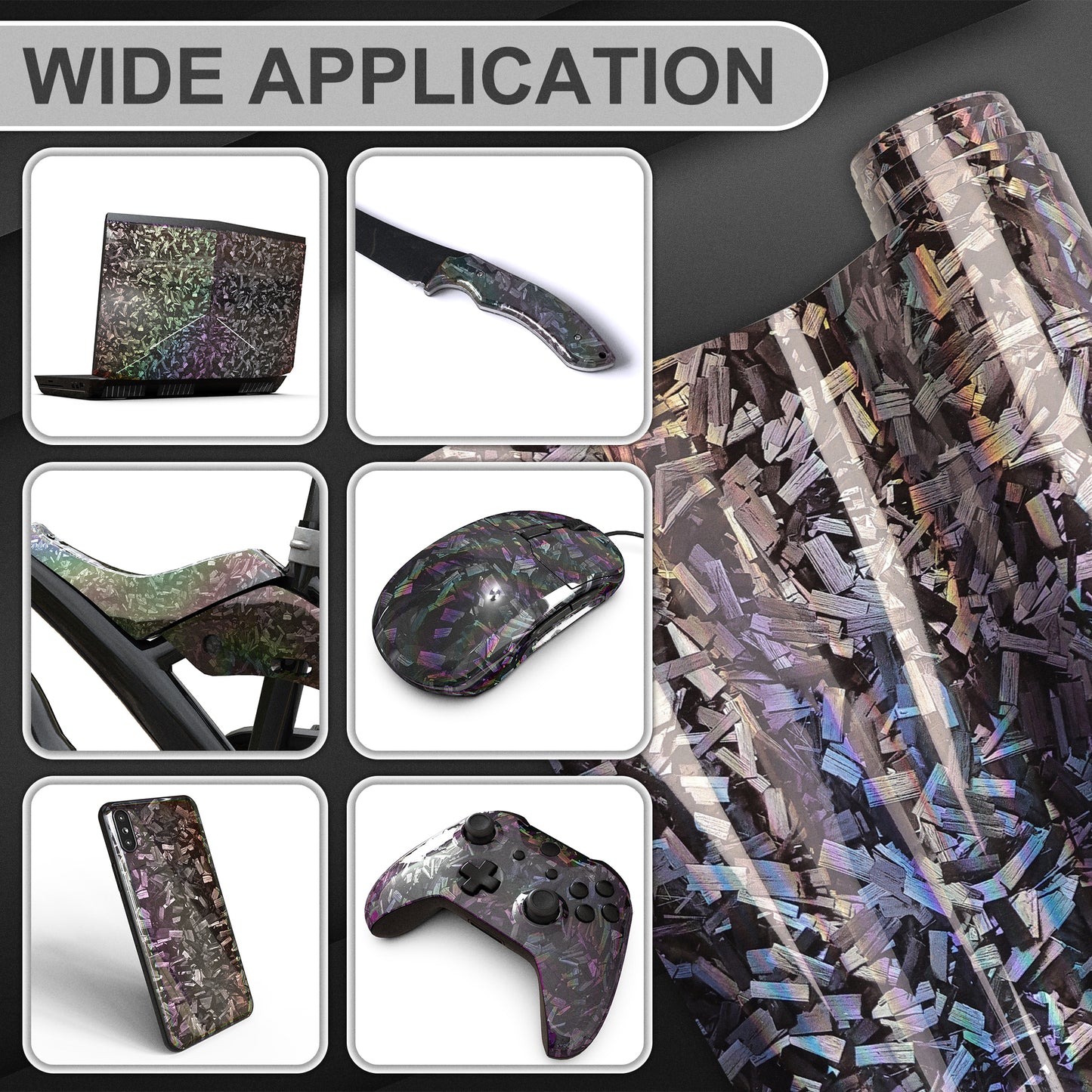 Lypumso® Glossy Laser Silver Forged Carbon Fiber Vinyl Wrap