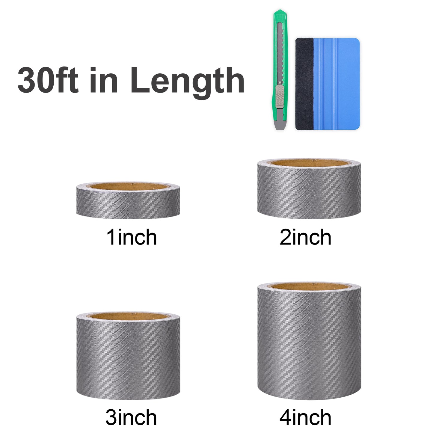 Lypumso® 3D Grey Carbon Fiber Vinyl Tape with Tools Kits