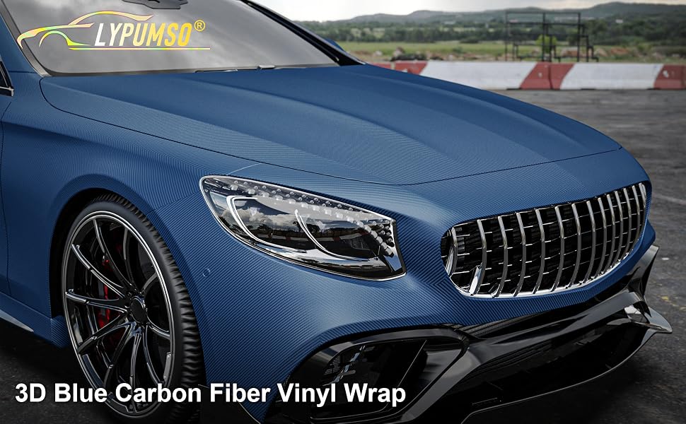 Lypumso 3D Blue Carbon Fiber Car Vinyl Wrap - detail image 1