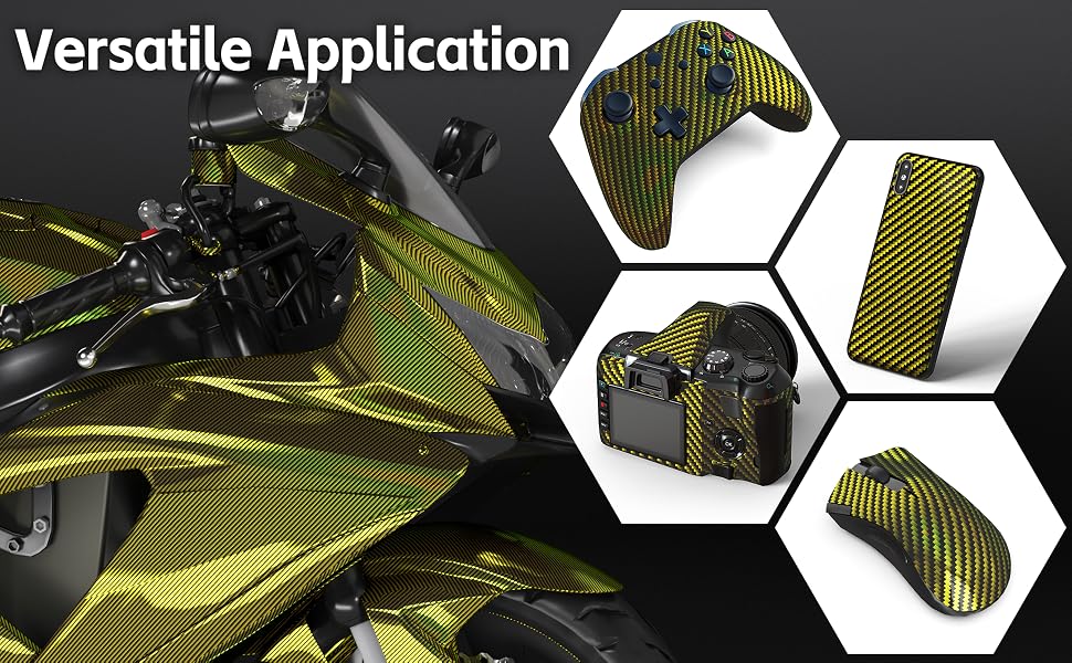 LYPUMSO 2D Carbon Fiber Wrap + Rainbow Laser Look in Glossy Gold - detail image 2