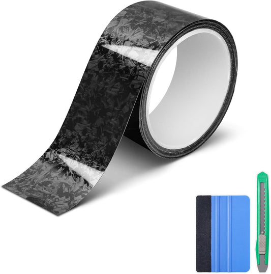 Lypumso® Black Forged Carbon Fiber Gloss Crushed Stone Vinyl Wrap Tape
