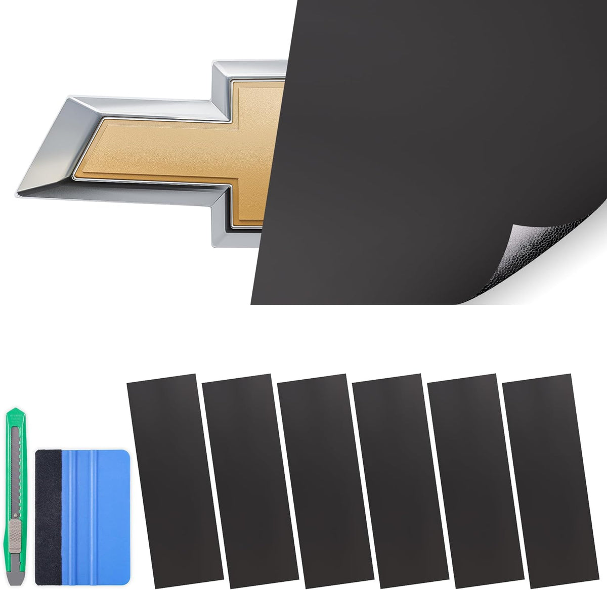 Auto emblem vinyl wrap kit — Matte Black (1)