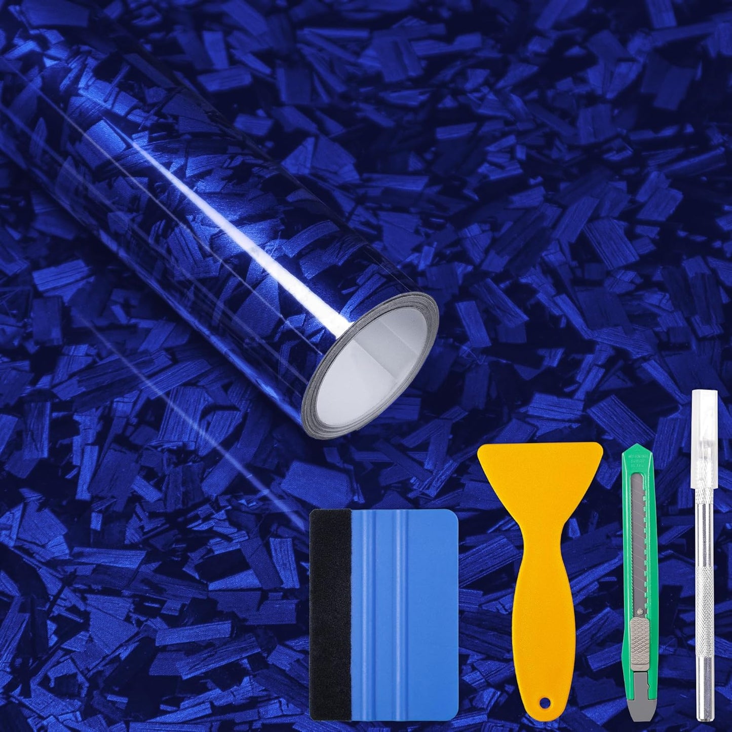Lypumso® Blue Forged Carbon Fiber Vinyl Wrap with 4PCS Tool Kits 1ft x 5ft