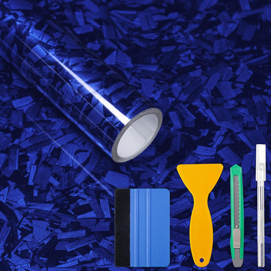 Lypumso® Blue Forged Carbon Fiber Vinyl Wrap with 4PCS Tool Kits 1ft x 5ft