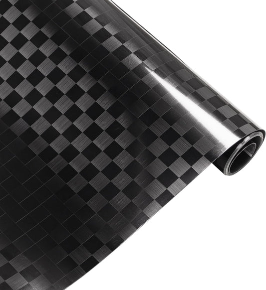 Lypumso® Glossy Grid Brushed Metal Carbon Fiber Vinyl Wrap
