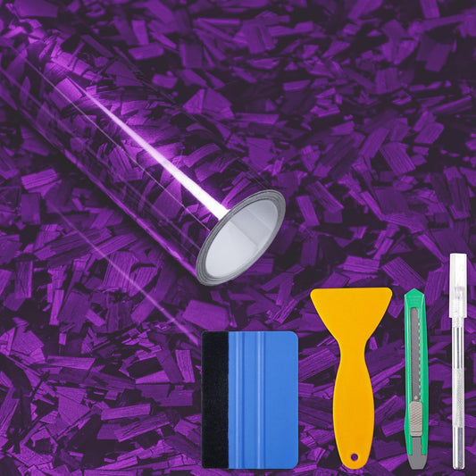 Lypumso® Purple Forged Carbon Fiber Vinyl Wrap with 4PCS Tool Kits 1ft x 5ft