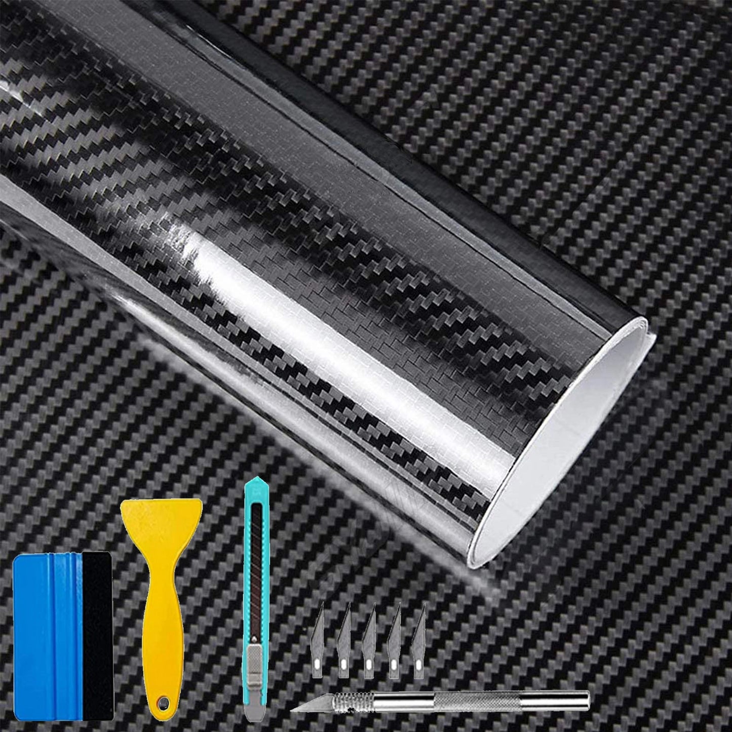 Lypumso® 6D Black Carbon Fiber Vinyl Wrap Including Tool Kit