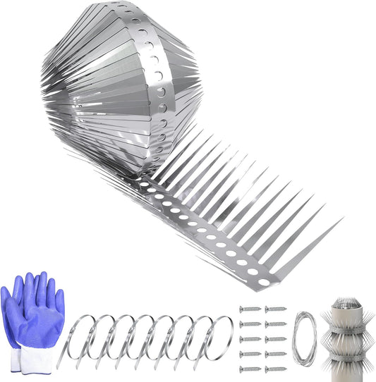 Raccoons Squirrel Baffle Spikes Deterrent, 80in Stainless Steel Pigeons Bird Spikes (Large batch of 48 units）