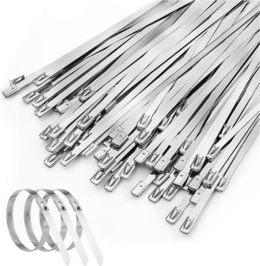304 Stainless Steel Zip Ties 11.8 inch Multi-Purpose Heavy Duty Self-Locking Cable Ties