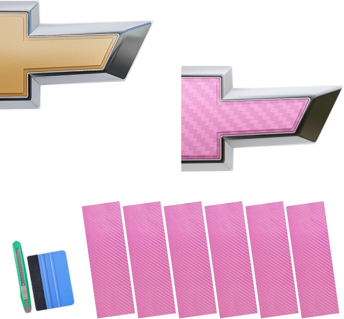 Auto emblem vinyl wrap kit — Pink Carbon Fiber (1)