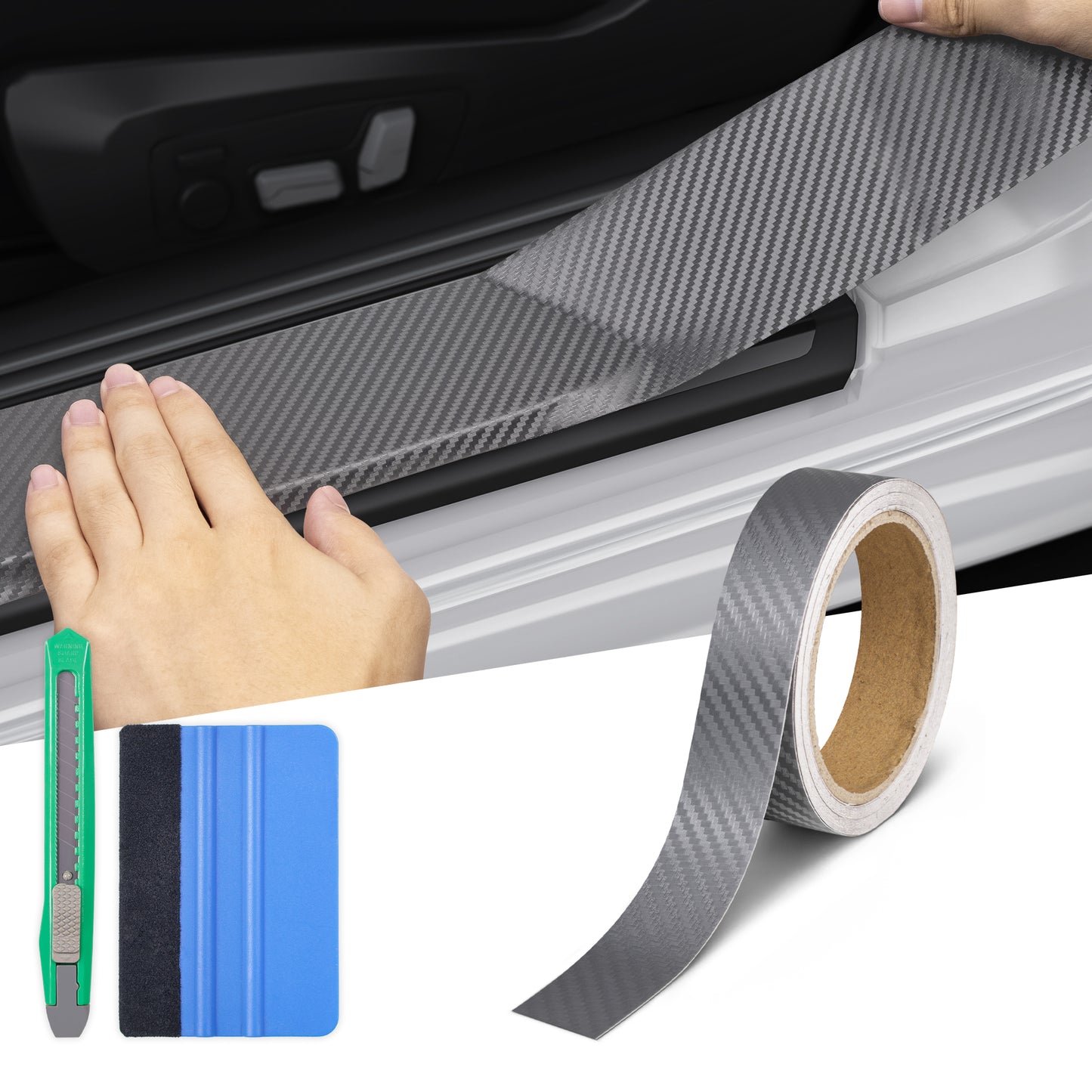 Lypumso® 3D Grey Carbon Fiber Vinyl Tape with Tools Kits