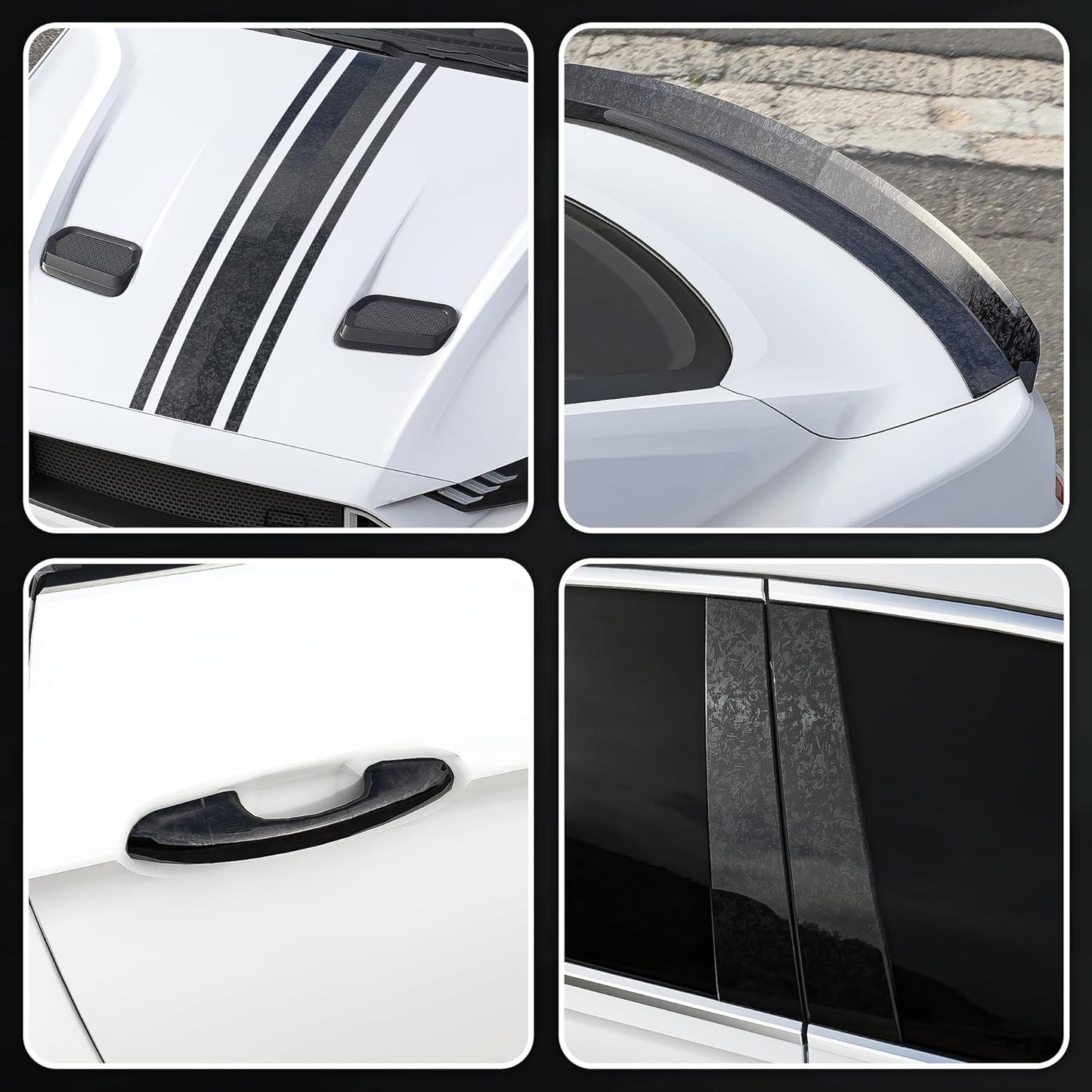 Lypumso® Black Forged Carbon Fiber Gloss Crushed Stone Vinyl Wrap Tape