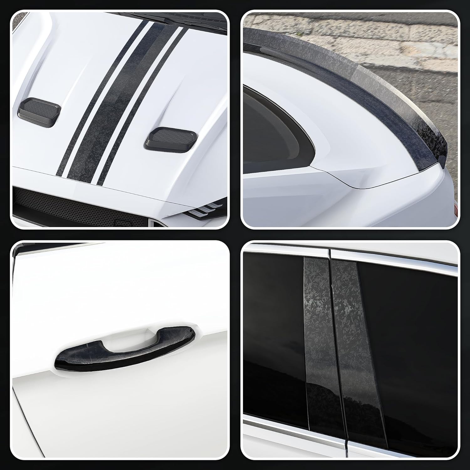 Lypumso® Black Forged Carbon Fiber Gloss Crushed Stone Vinyl Wrap Tape