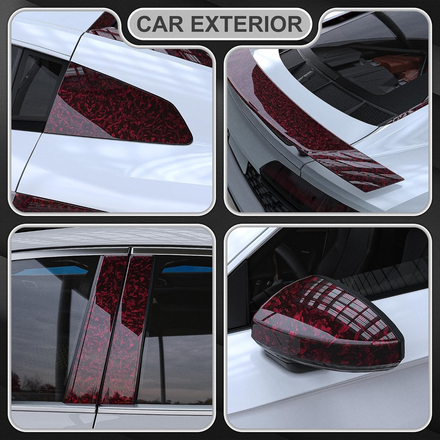 Lypumso® Red Forged Carbon Fiber Vinyl Wrap with 4PCS Tool Kits 1ft x 5ft