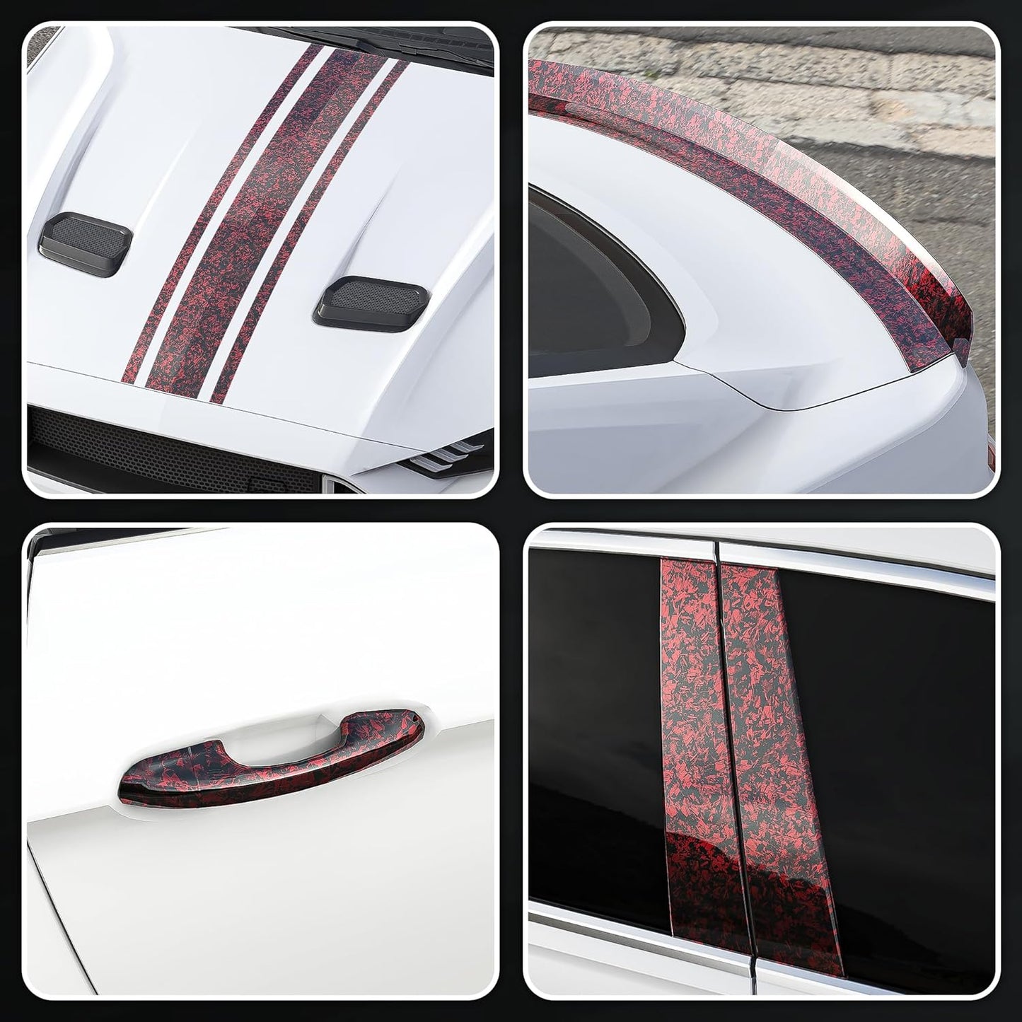 Lypumso® Red Forged Carbon Fiber Gloss Crushed Stone Vinyl Wrap Tape