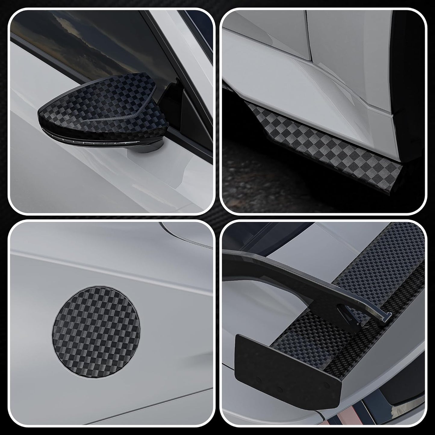 Lypumso® Glossy Grid Brushed Metal Carbon Fiber Vinyl Wrap