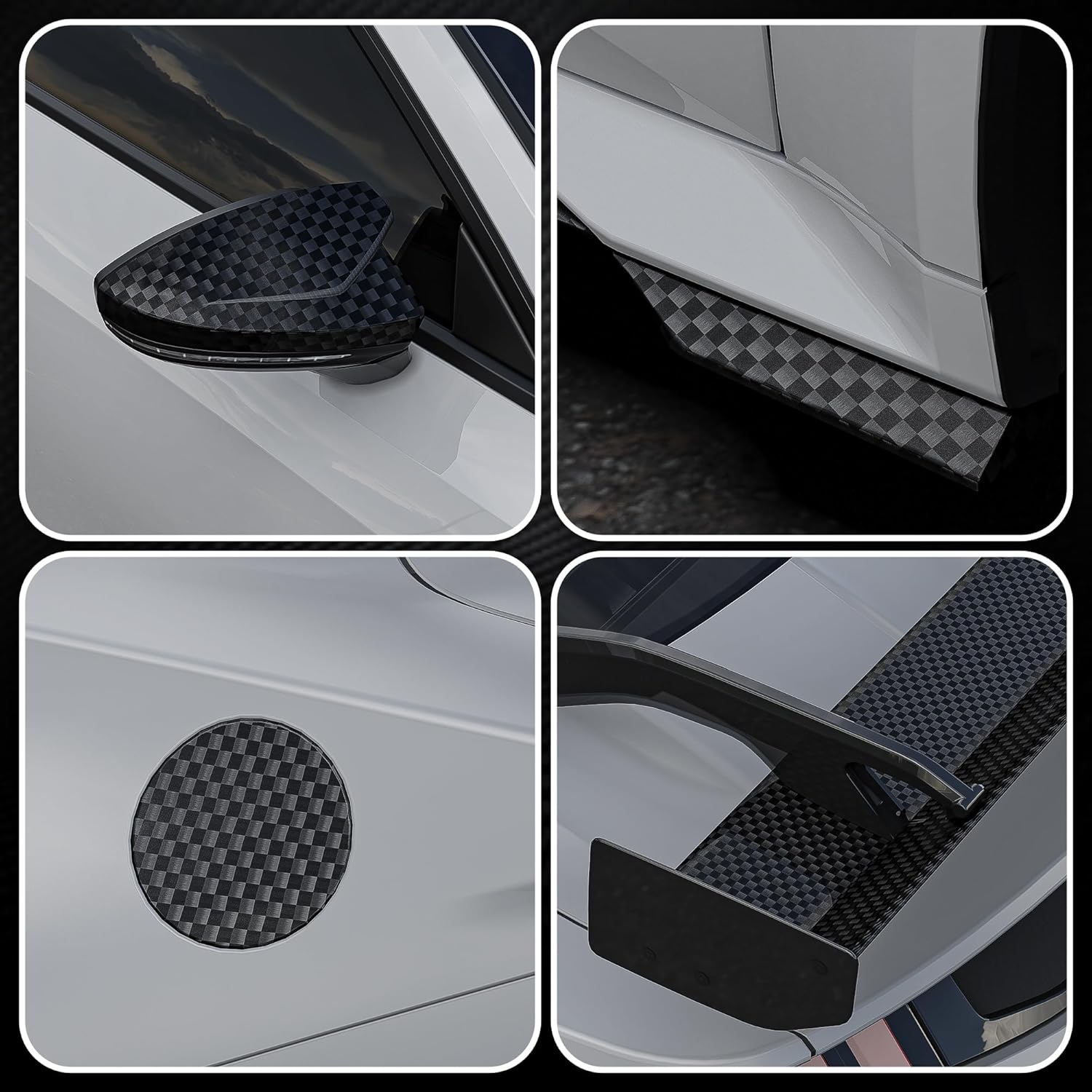 Lypumso® Glossy Grid Brushed Metal Carbon Fiber Vinyl Wrap
