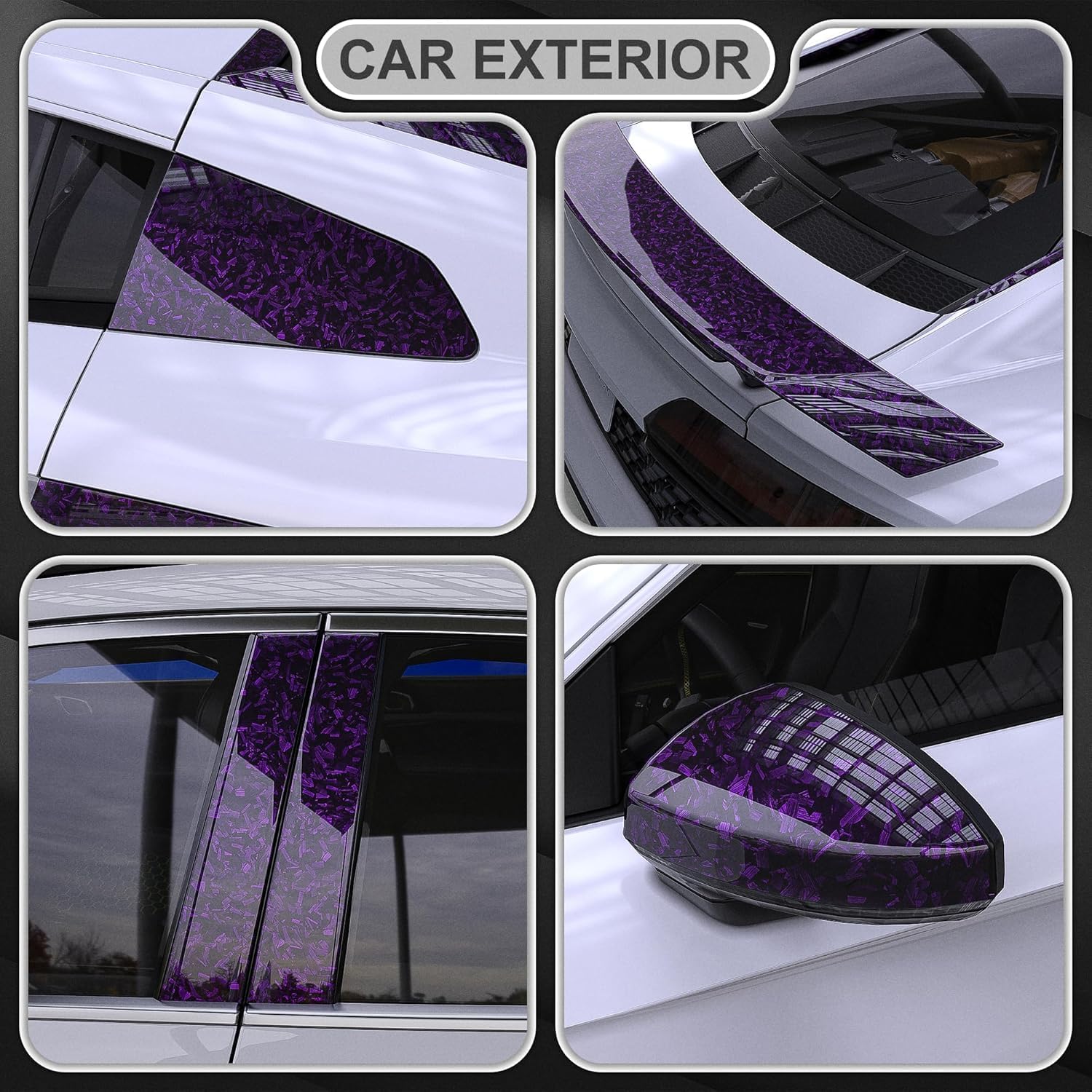 Lypumso® Purple Forged Carbon Fiber Vinyl Wrap with 4PCS Tool Kits 1ft x 5ft