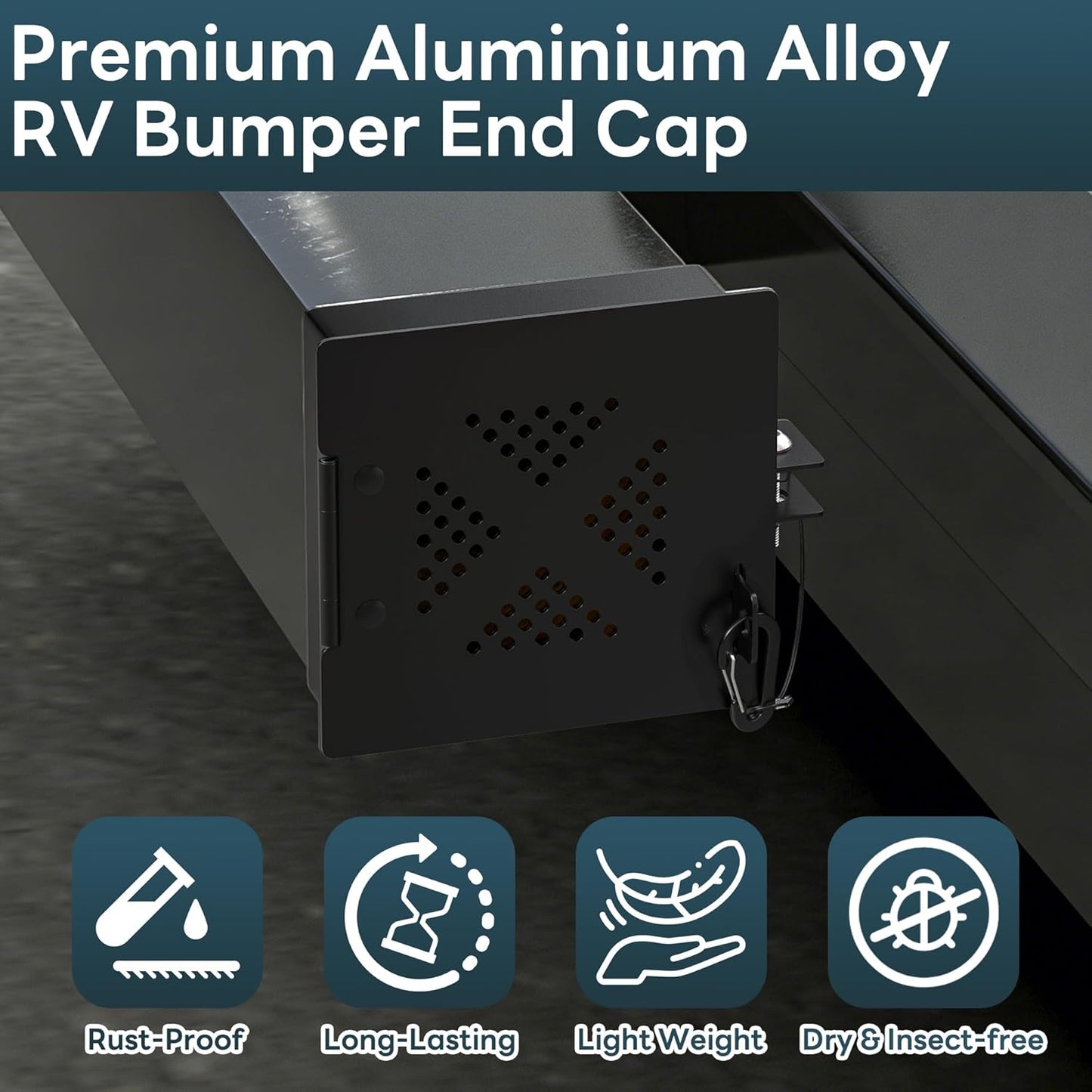 Aluminum RV Bumper End Cap 2-Pack, Fits 4 Inch Square Camper Bumpers