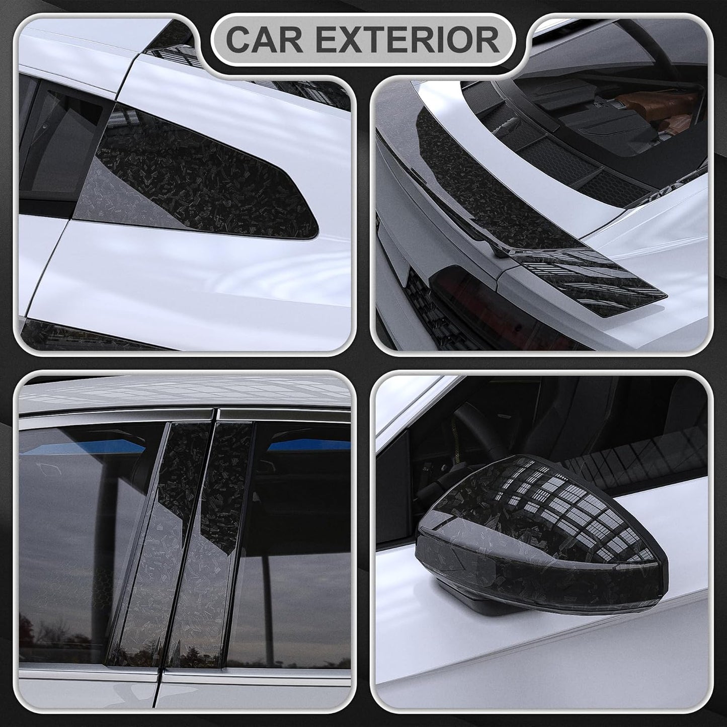 Lypumso® Black Forged Carbon Fiber Vinyl Wrap with 4PCS Tool Kits 1ft x 5ft