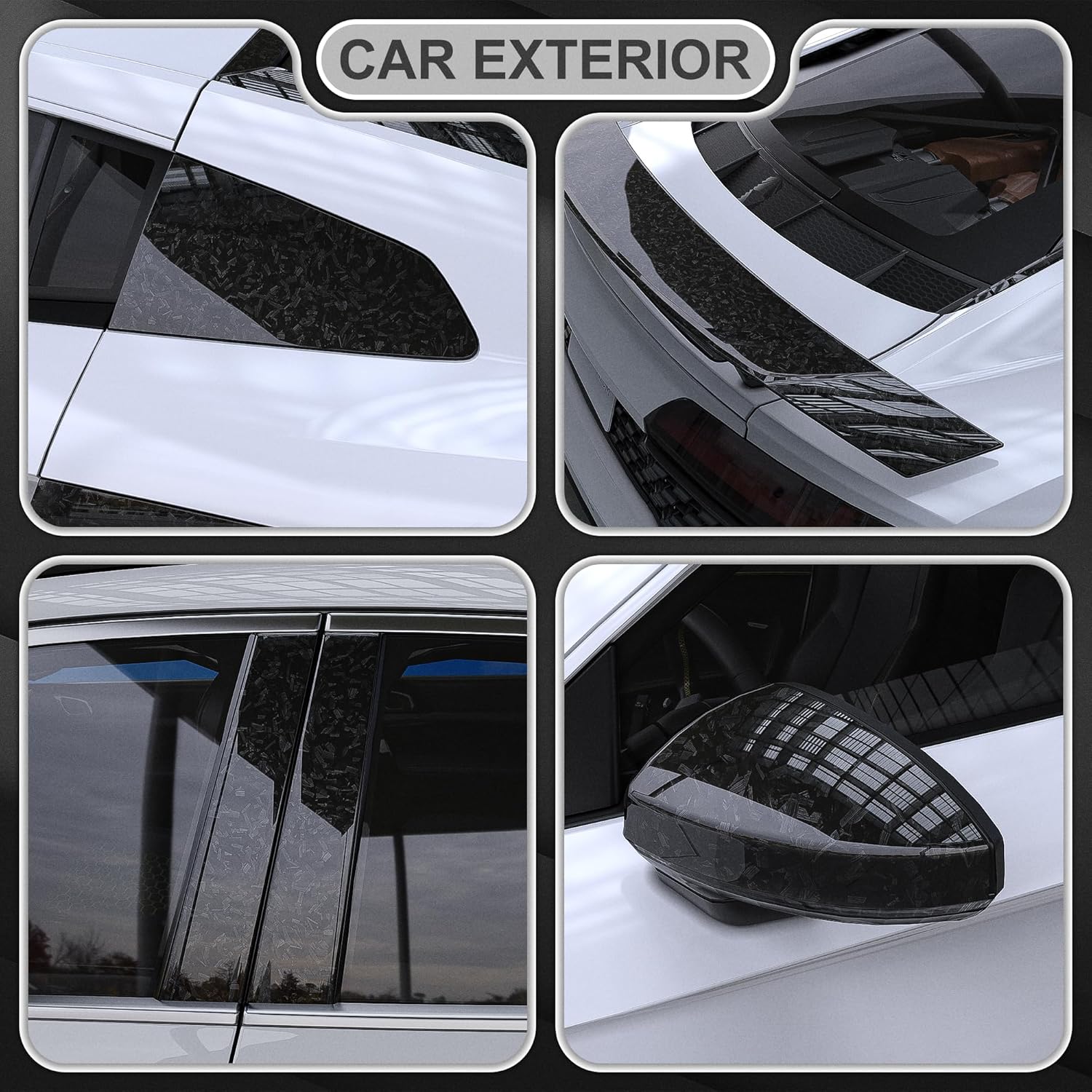 Lypumso® Black Forged Carbon Fiber Vinyl Wrap with 4PCS Tool Kits 1ft x 5ft