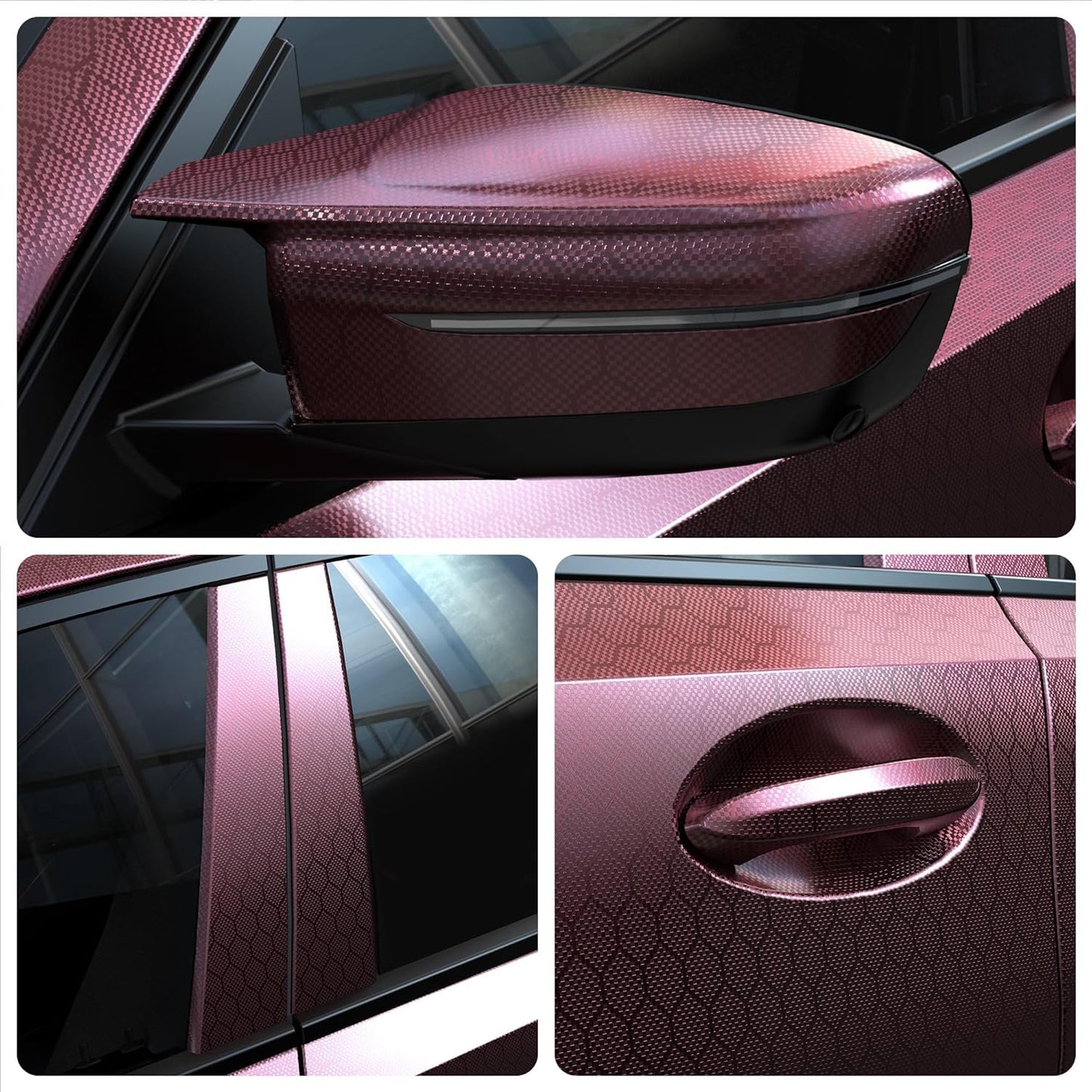 Lypumso® Honeycomb Carbon Fiber Vinyl Wrap (Dark Red)