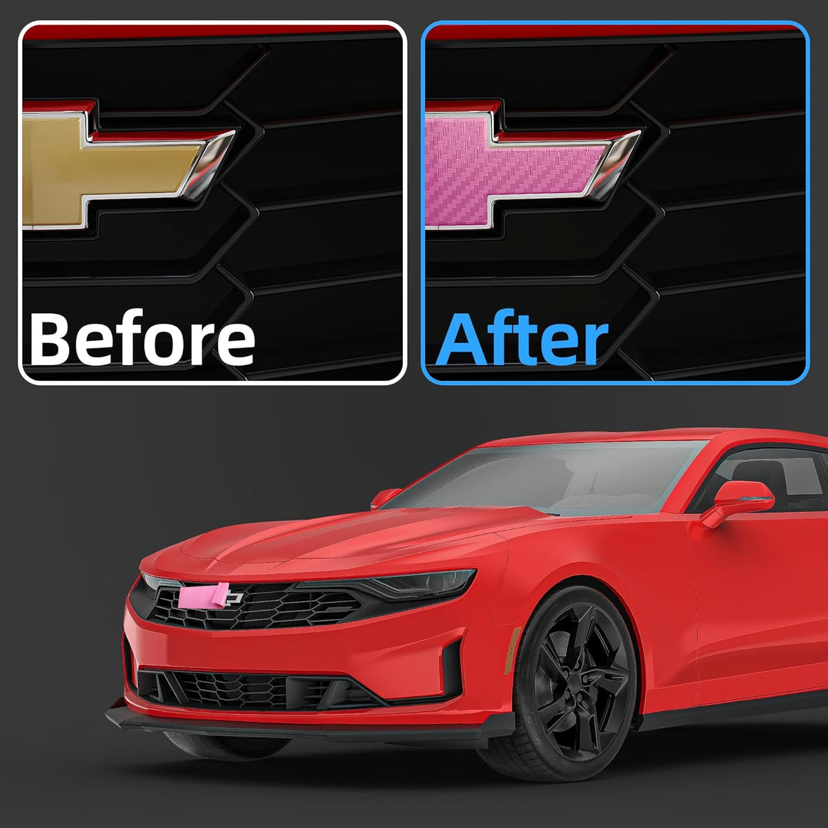 Auto emblem vinyl wrap kit — Pink Carbon Fiber (2)