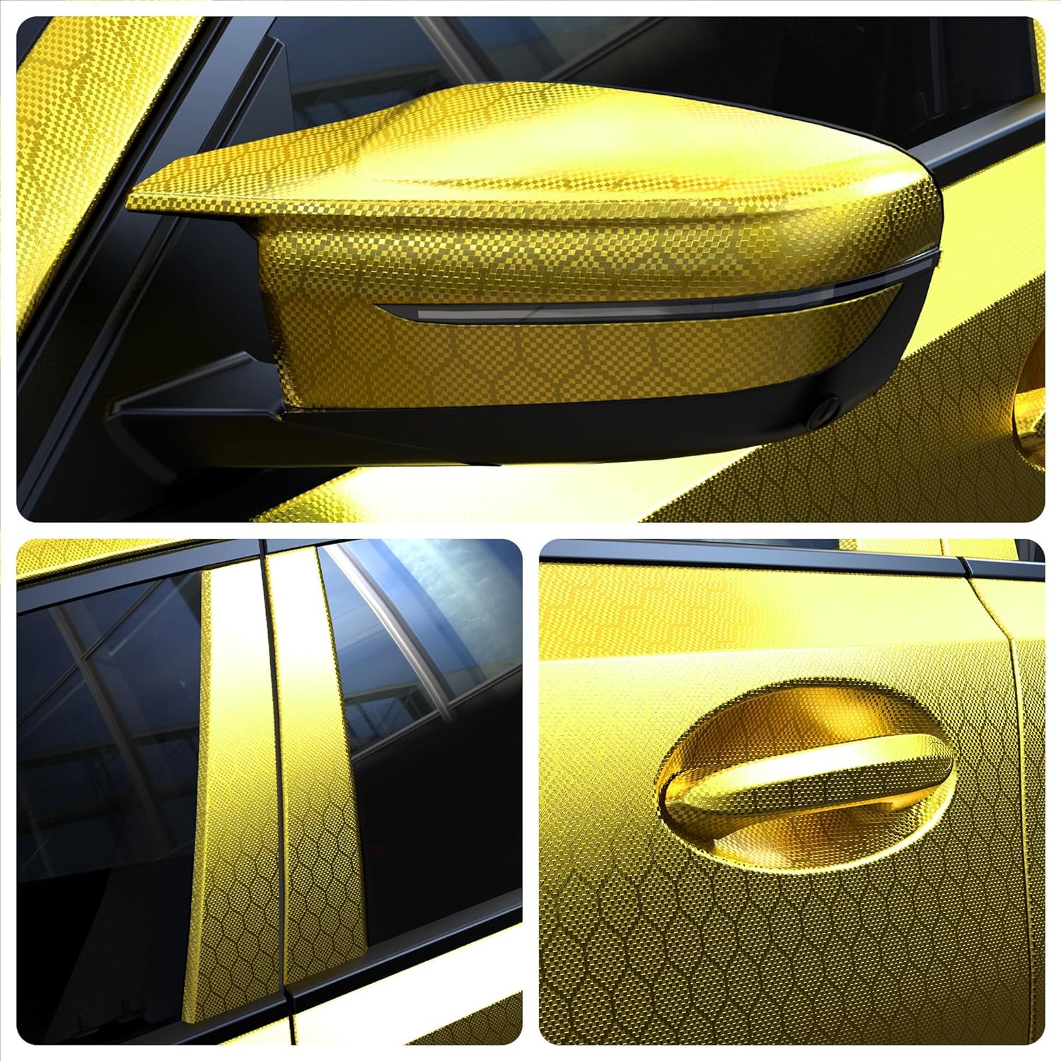 Lypumso® Honeycomb Carbon Fiber Vinyl Wrap (Gold)