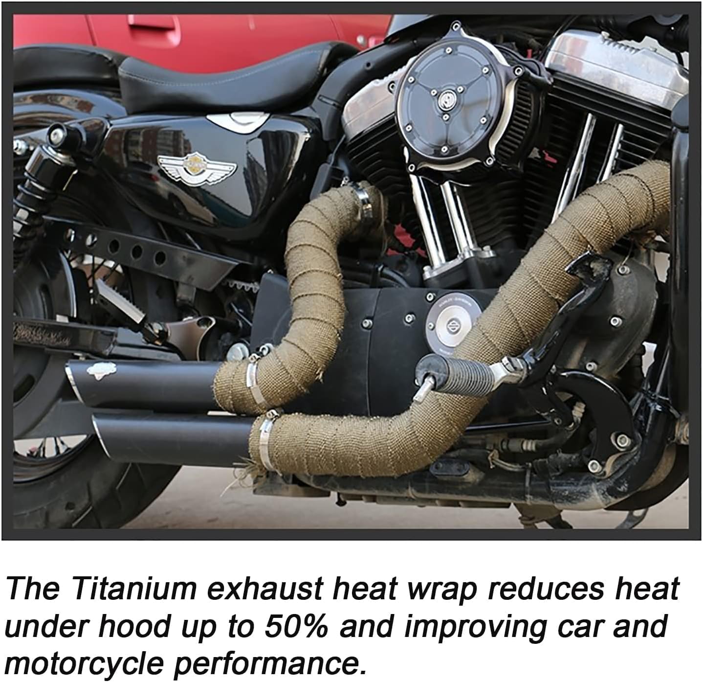 LYPUMSO Titanium Exhaust Heat Wrap, Thermal Heat Tape for Car Motorcycle with 10pcs Stainless Steel Ties, Basalt Fiber H