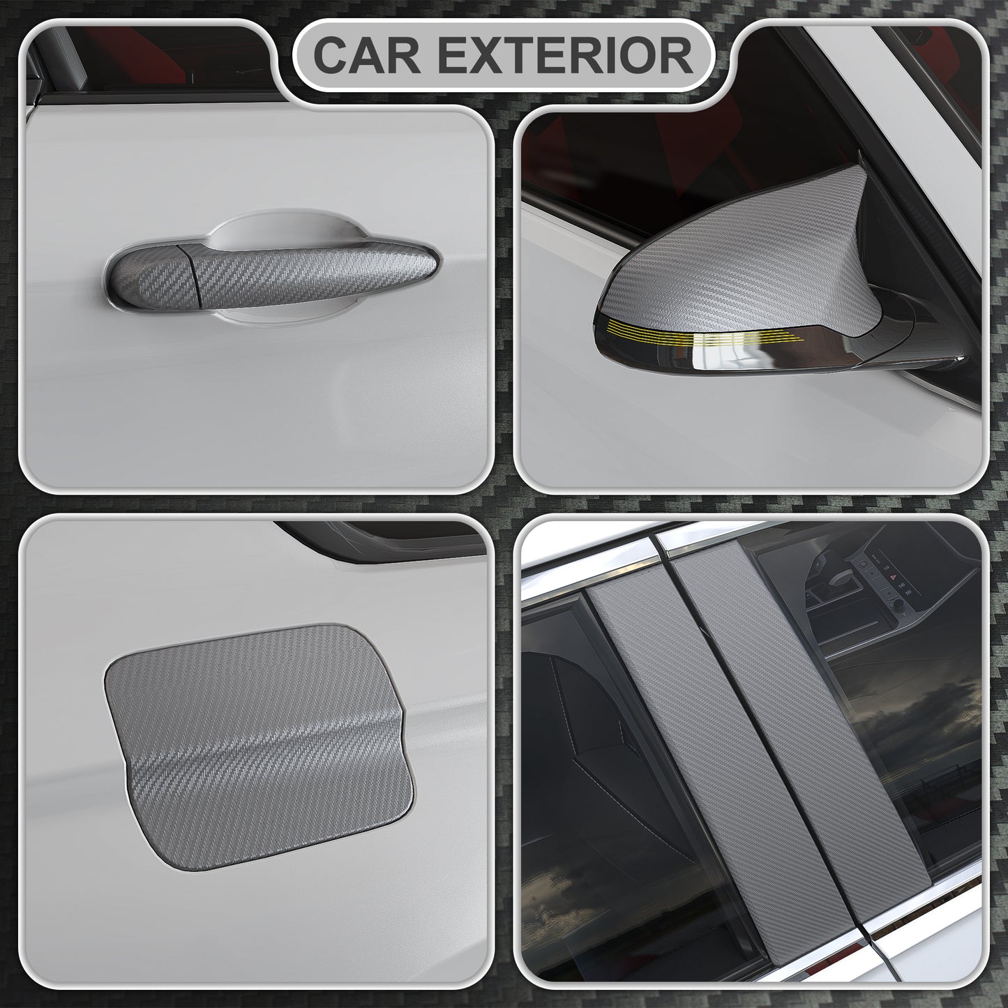 Lypumso® 3D Silver Carbon Fiber Car Vinyl Wrap