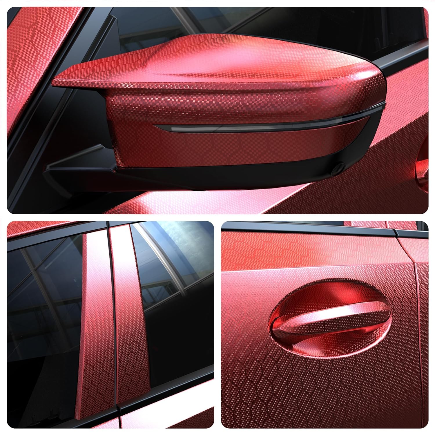 Lypumso® Honeycomb Carbon Fiber Vinyl Wrap (Red)