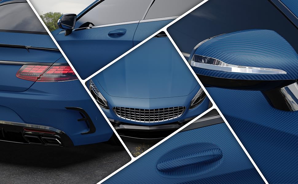 Lypumso 3D Blue Carbon Fiber Car Vinyl Wrap - detail image 2