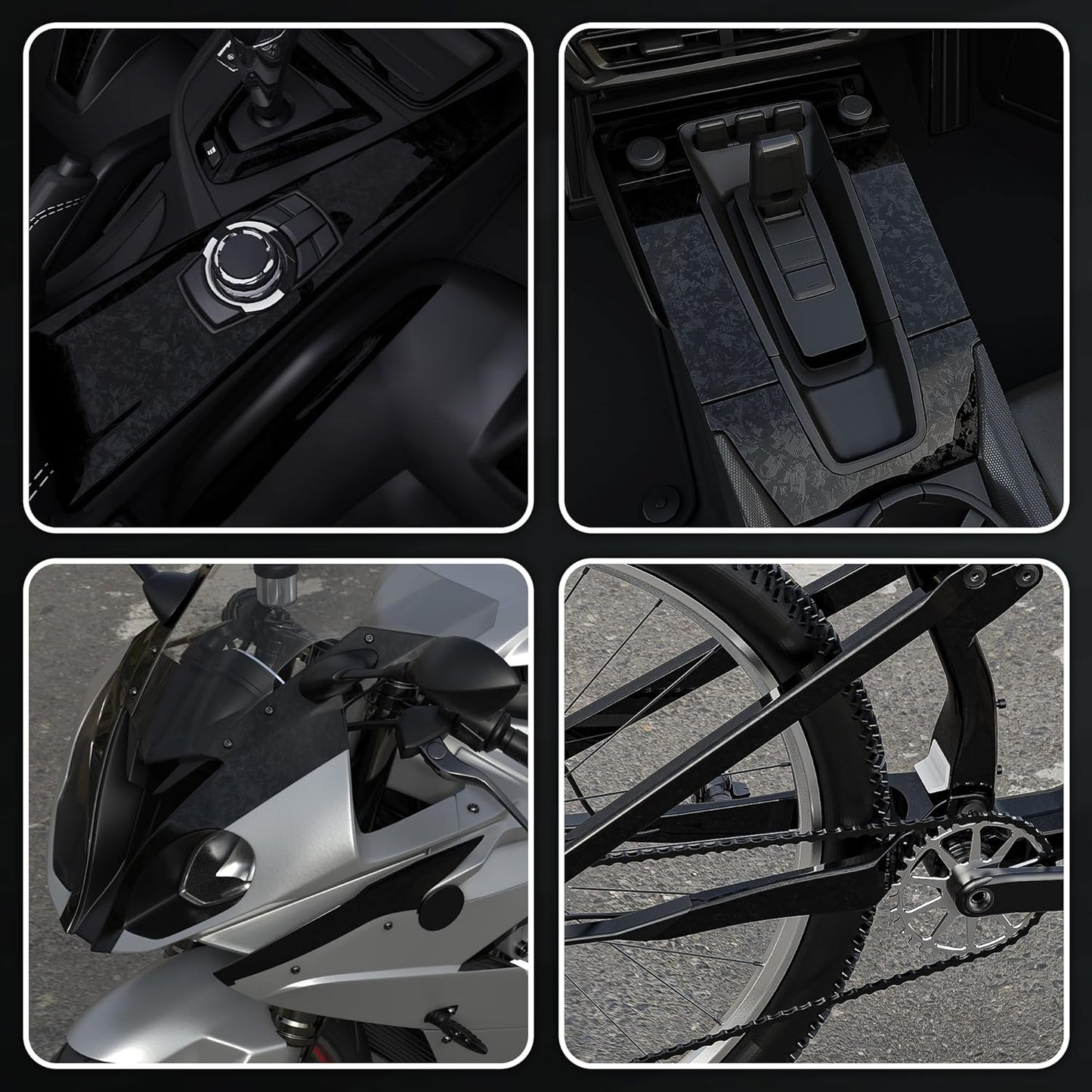 Lypumso® Black Forged Carbon Fiber Gloss Crushed Stone Vinyl Wrap Tape