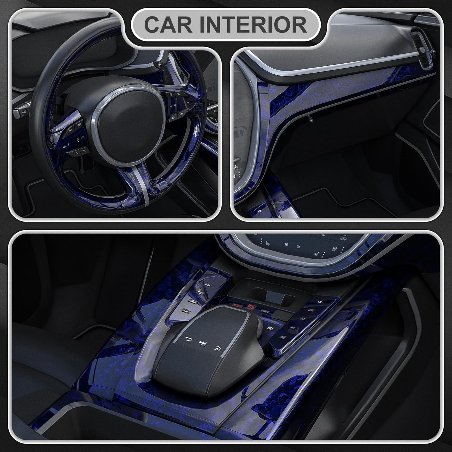 Lypumso® Blue Forged Carbon Fiber Vinyl Wrap with 4PCS Tool Kits 1ft x 5ft