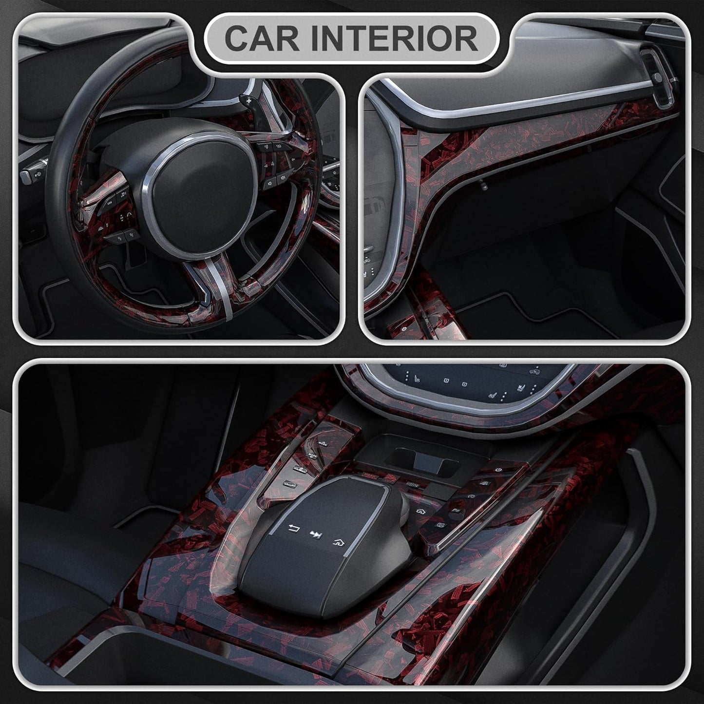 Lypumso® Red Forged Carbon Fiber Vinyl Wrap with 4PCS Tool Kits 1ft x 5ft