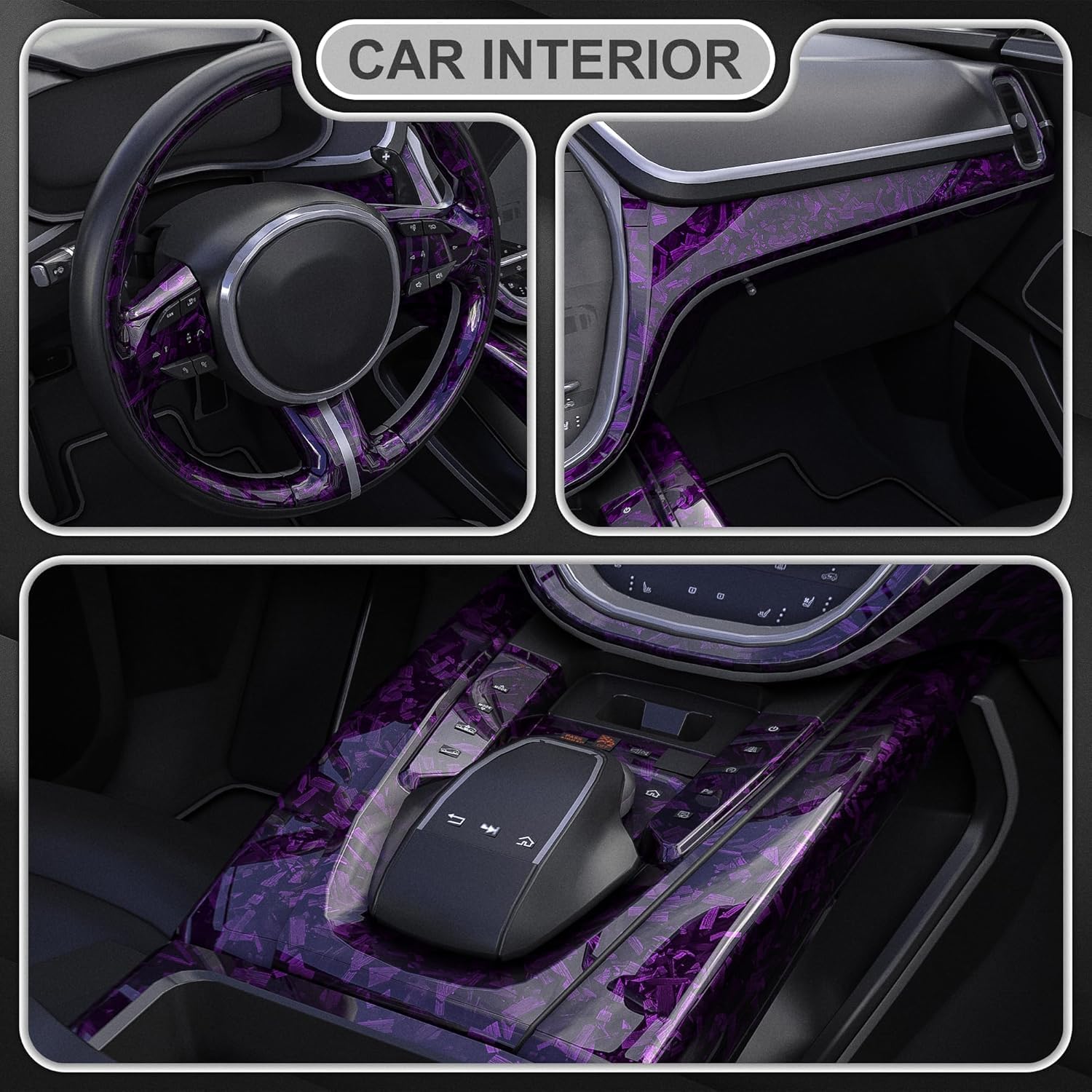 Lypumso® Purple Forged Carbon Fiber Vinyl Wrap with 4PCS Tool Kits 1ft x 5ft