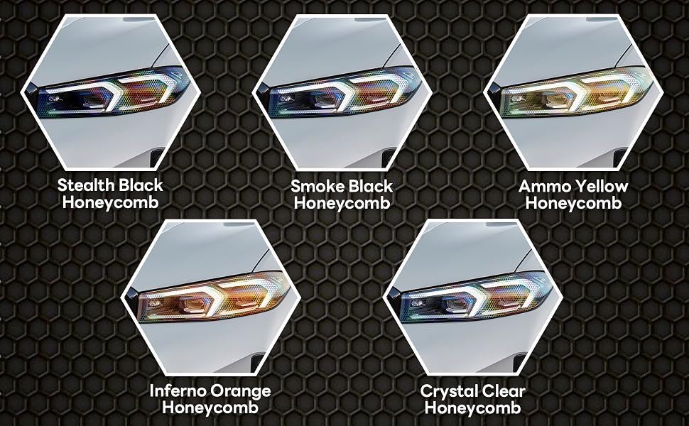 Lypumso Black Hex Headlight Tint 12 x 60 In Protection Vinyl Wrap - detail image 2