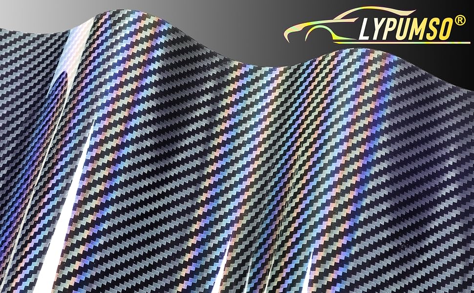 LYPUMSO 2D Carbon Fiber Wrap + Rainbow Laser Look in Glossy Silver - detail image 1