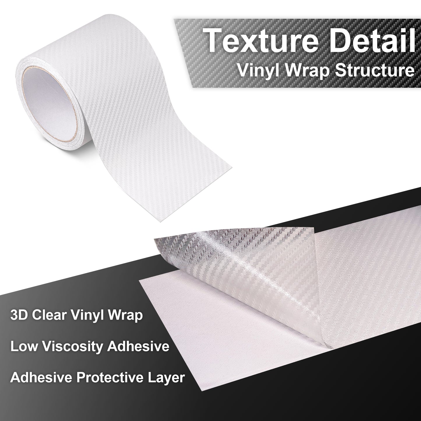Lypumso® 3D Clear Carbon Fiber Vinyl Tape with Tools Kits
