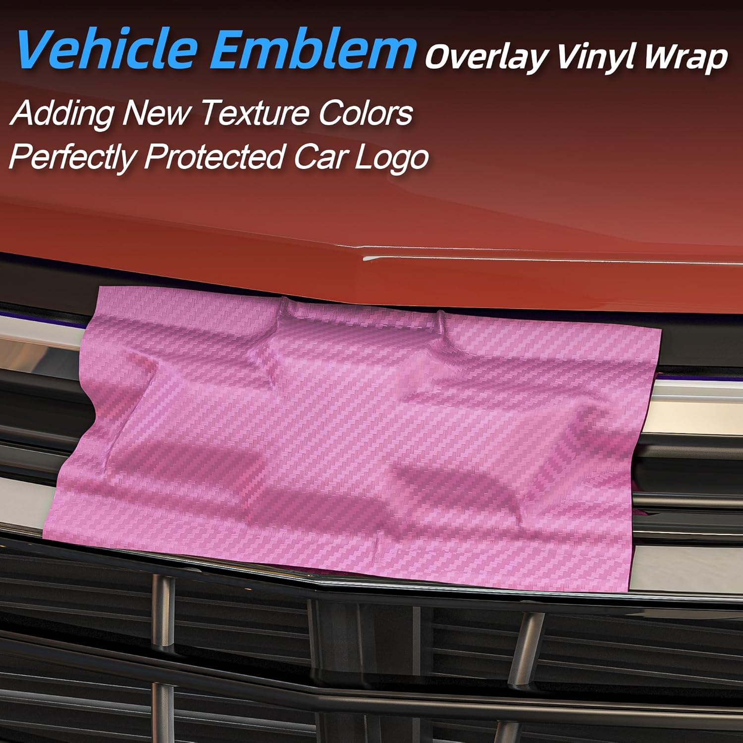 Lypumso® 6PCS Auto Emblem Vinyl Wrap Kit (Pink Carbon Fiber)