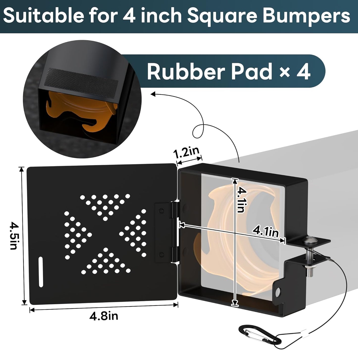 Aluminum RV Bumper End Cap 2-Pack, Fits 4 Inch Square Camper Bumpers