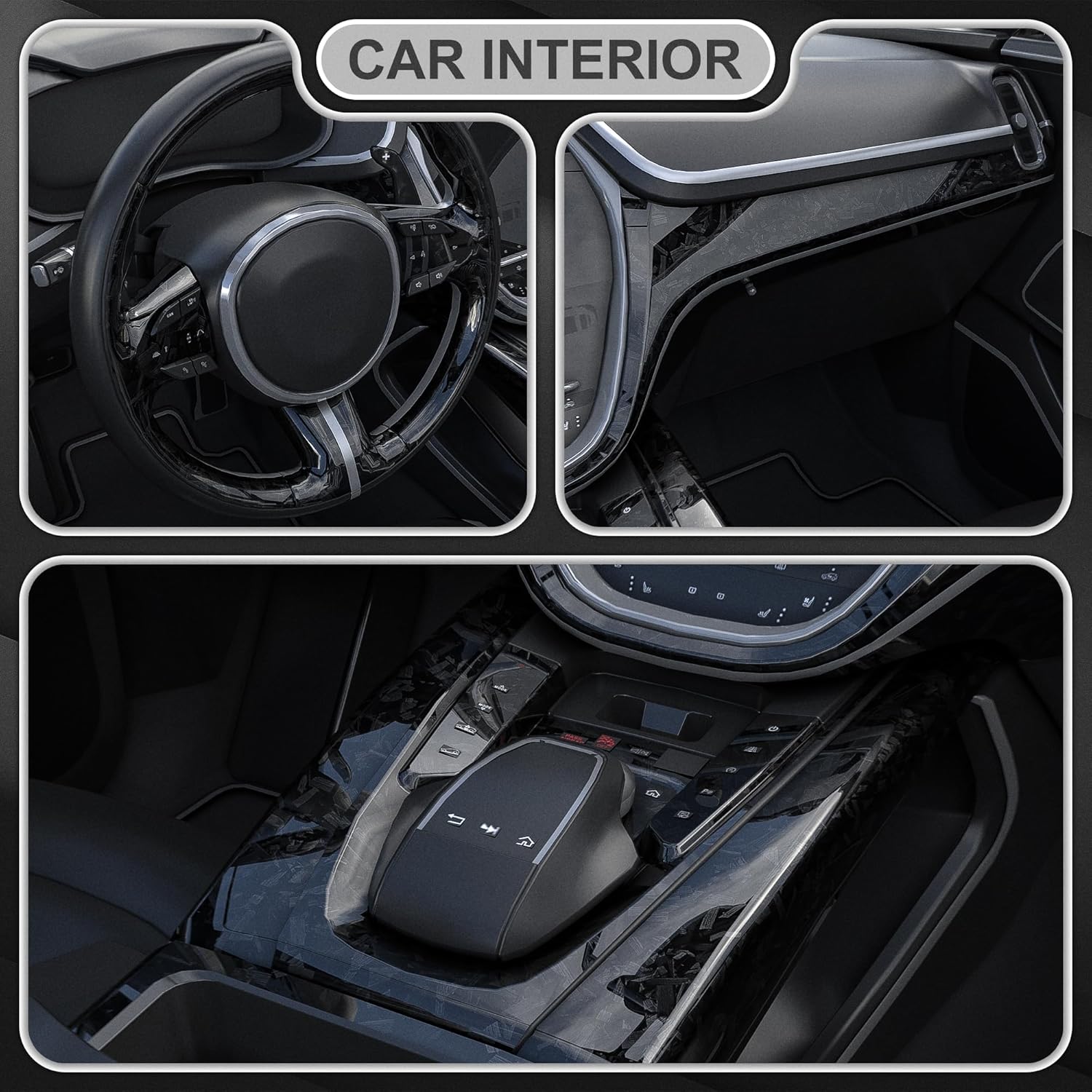 Lypumso® Black Forged Carbon Fiber Vinyl Wrap with 4PCS Tool Kits 1ft x 5ft