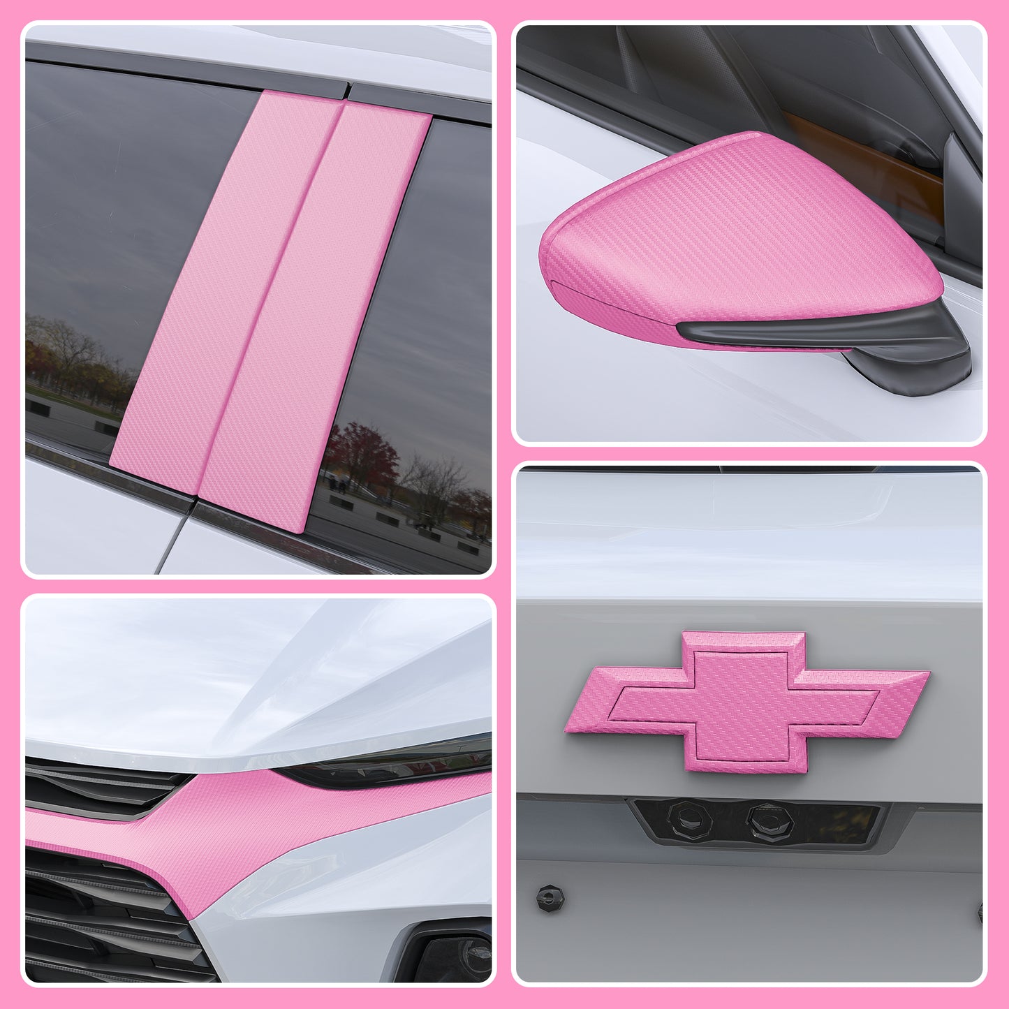Lypumso® 3D Pink Carbon Fiber Vinyl Wrap Tape with Tools Kits