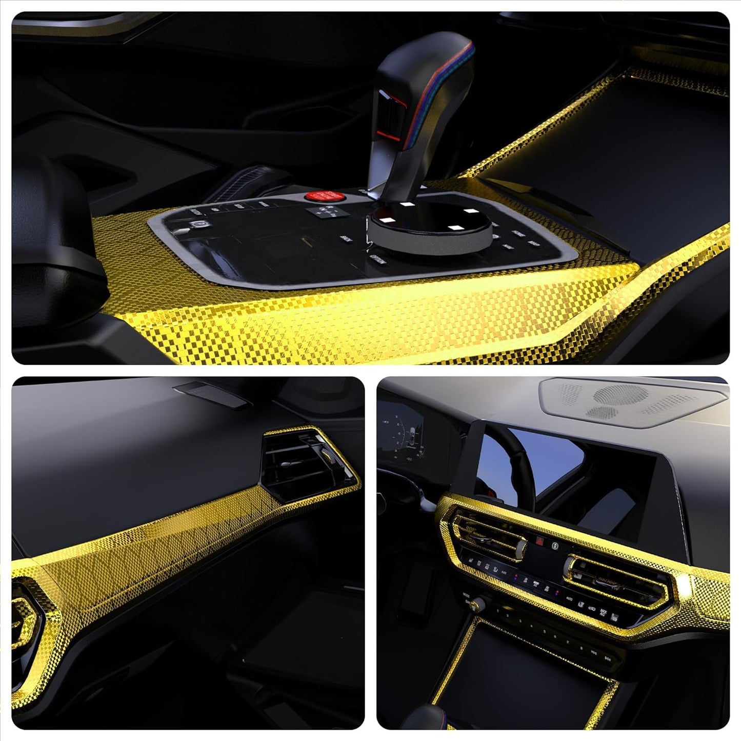 Lypumso® Honeycomb Carbon Fiber Vinyl Wrap (Gold)