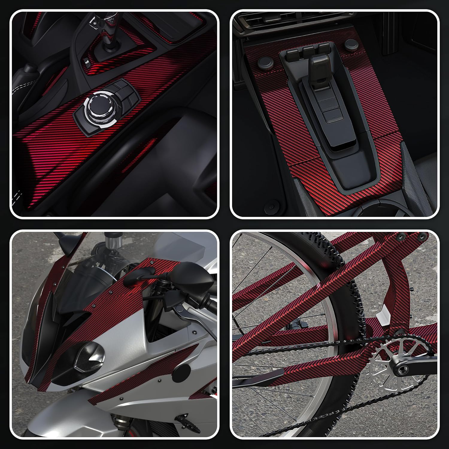 Lypumso® 2D Red Carbon Fiber Vinyl Wrap with Free Tool Kit